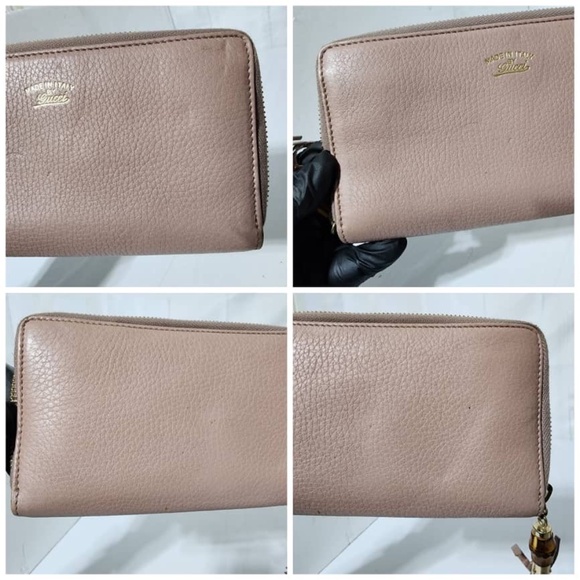 Authentic GUCCI Cellarius Calfskin Bamboo Tassel Zip Around Wallet Light Pink - Picture 10 of 11